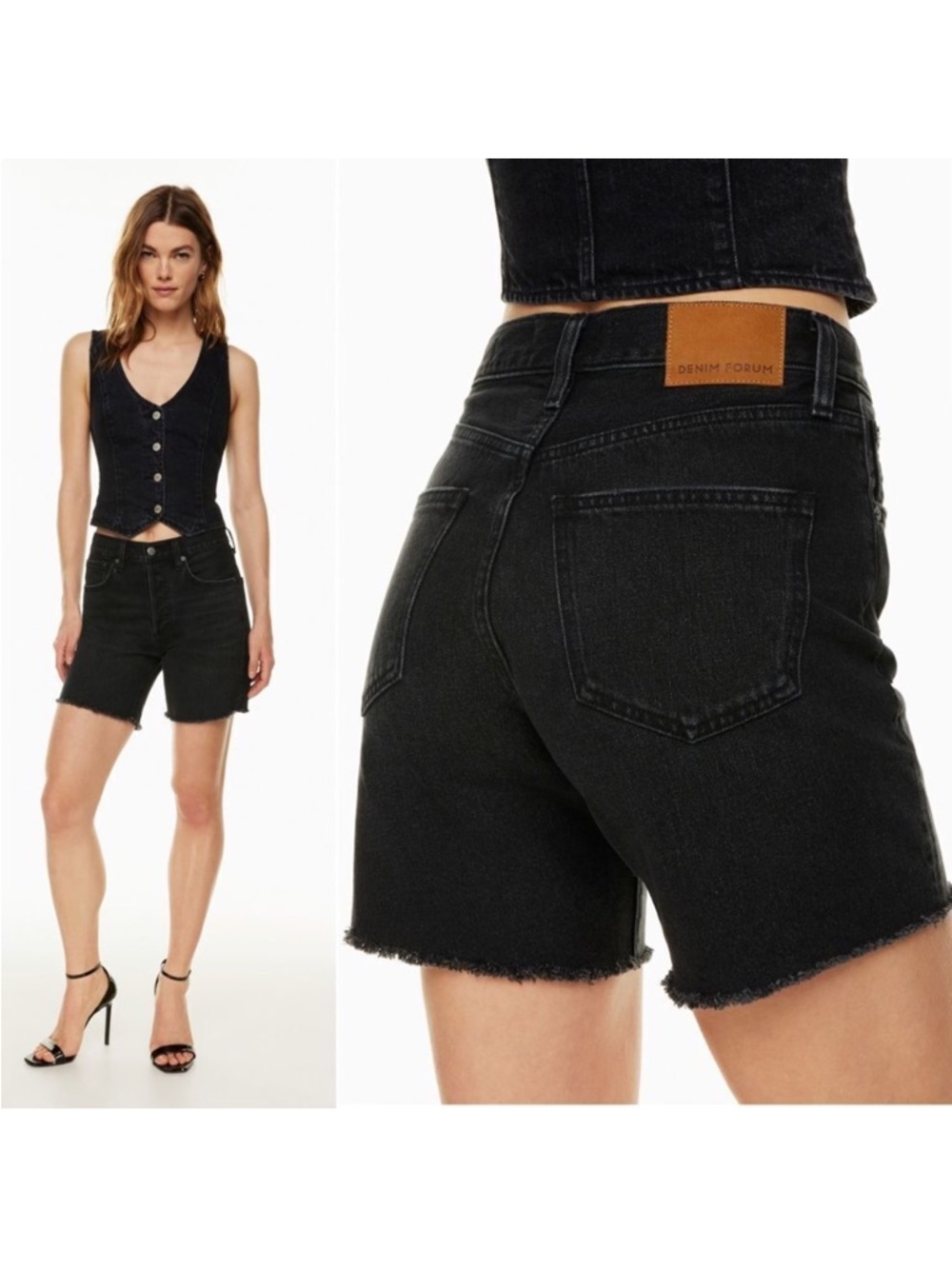Aritzia Denim Forum The Yoko Hi-rise Mid-thigh Denim Short Size 24 - Black